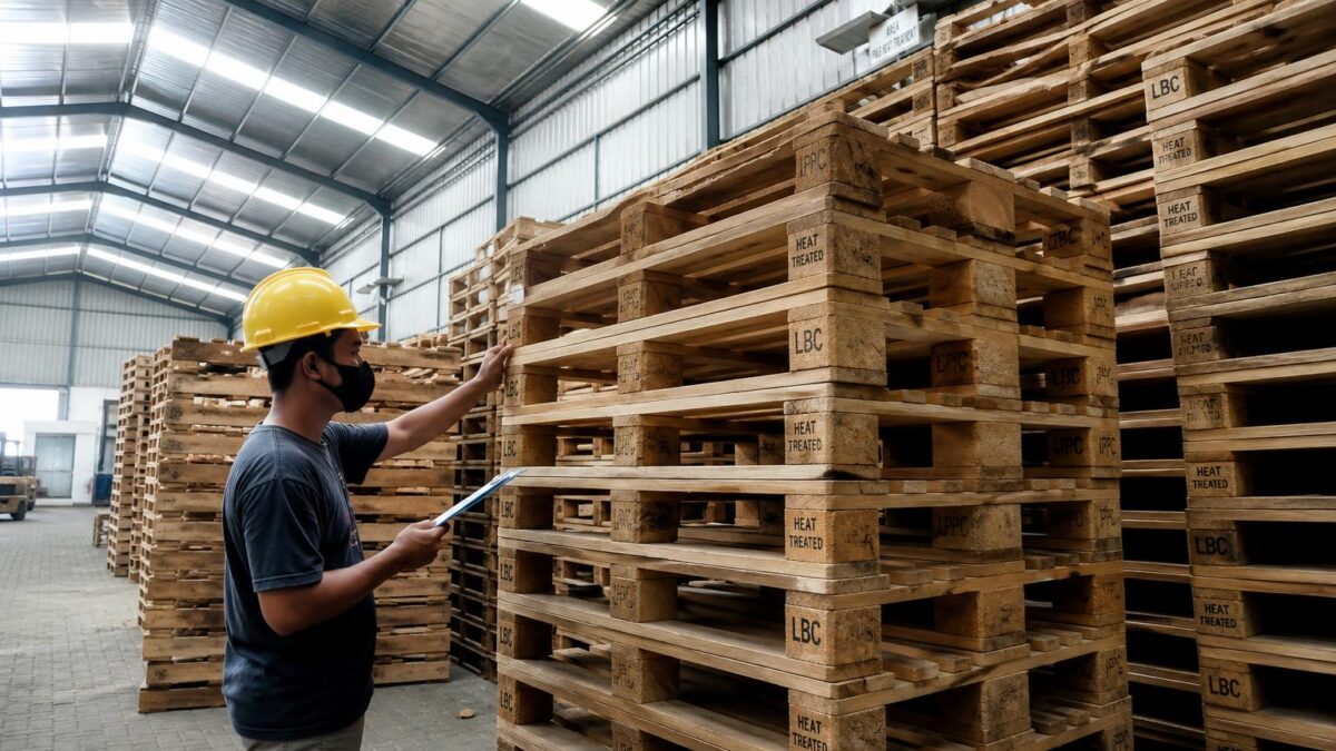 Gudang produksi palet kayu ekspor di Indonesia